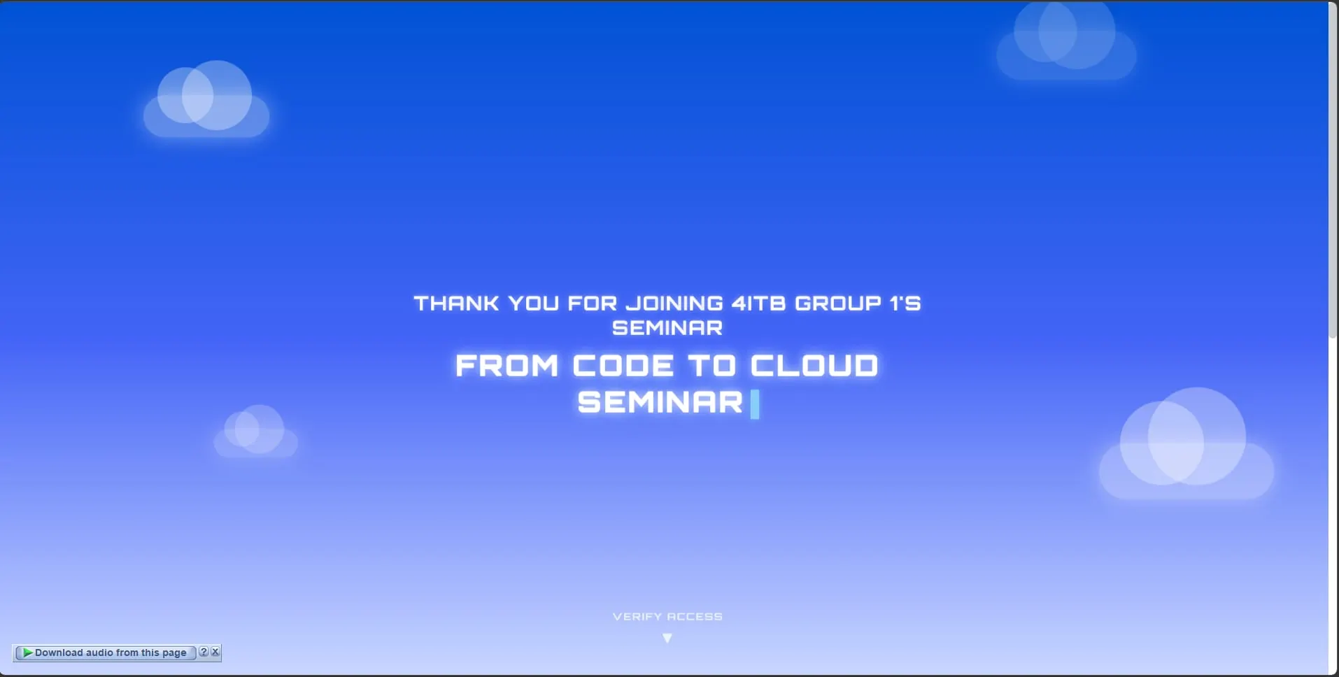 Thank-you screen for the From Code to Cloud seminar